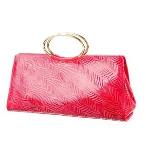 Vintage Gianni Versace Red Gold Metal Handles Handbag